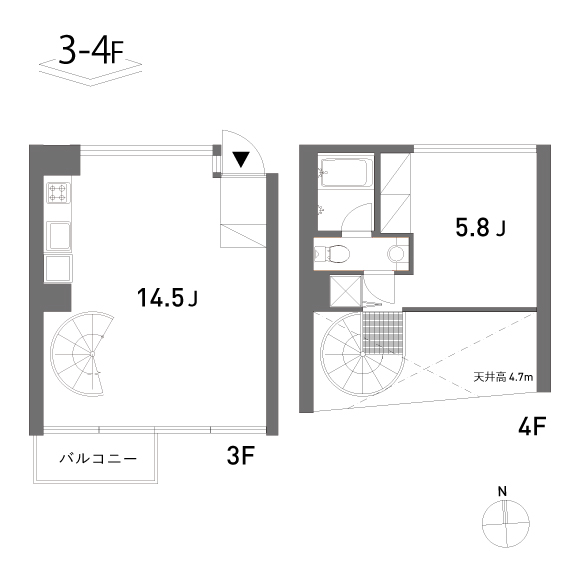 APARTMENT O2 47.82㎡の間取り図