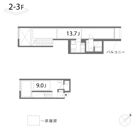 33 1/3 rpm 57.21㎡の間取り図