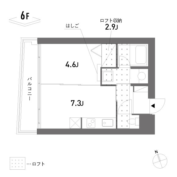 field 30.46㎡+loft収納3.73㎡の間取り図